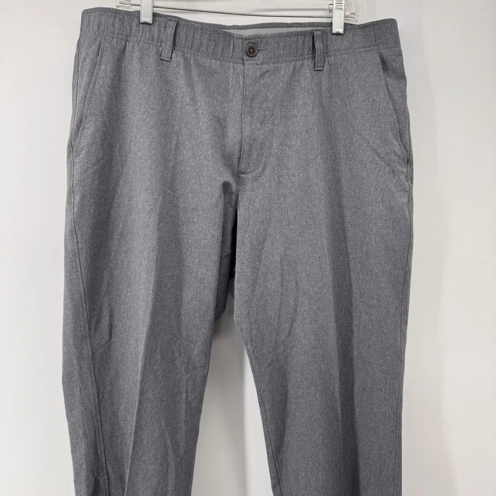 Under Armour Golf Pants Mens 40/32 Grey Heathered Stretch Waist Straight Leg